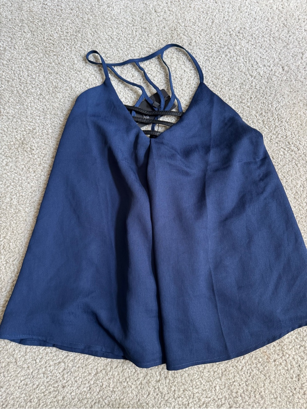 19 Cooper Navy Strappy V-Neck Swing Tank blouse NWT